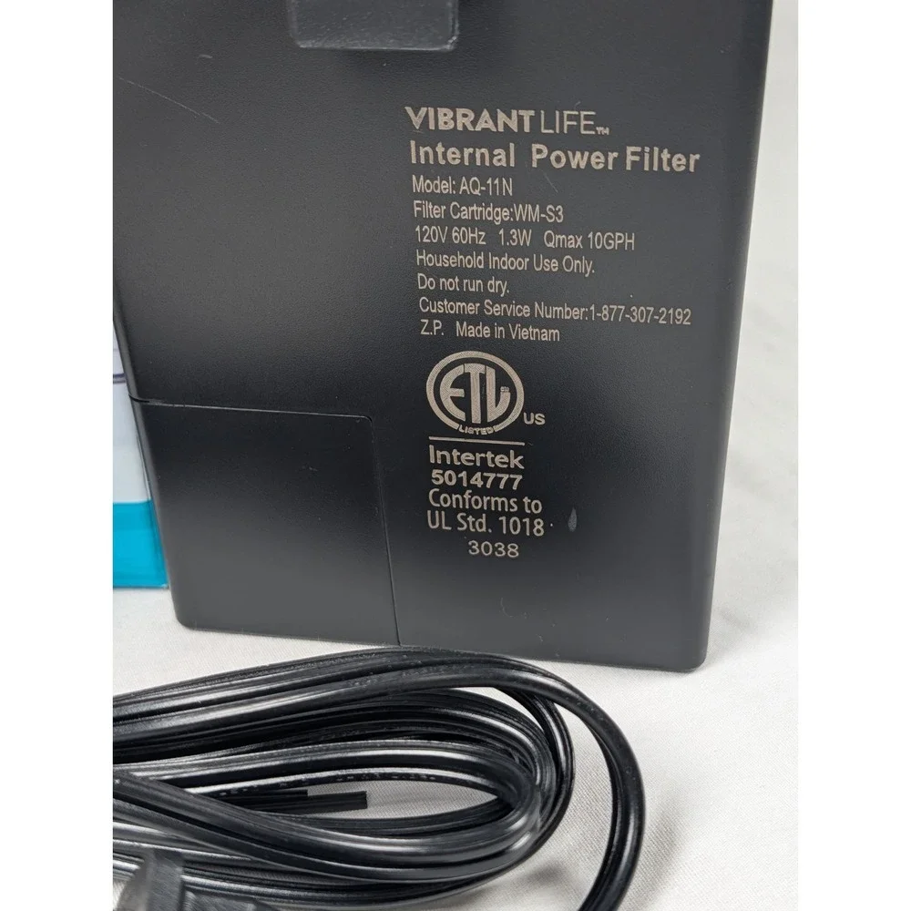 Vibrant Life Internal Power Aquarium Filter, 1-1.5 Gallon Tanks New In Box